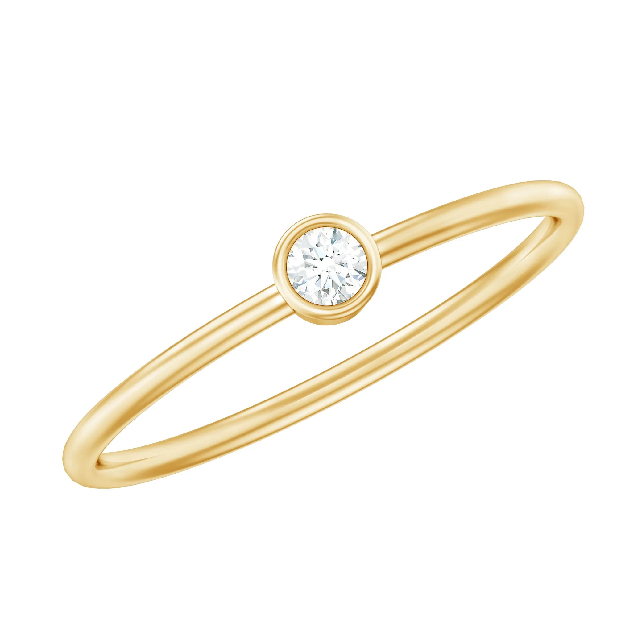 Natural Diamond Dainty Promise Ring in Bezel Setting