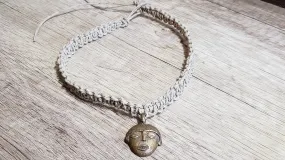 Natural Hemp 15" Choker with Bronze Face Medallion