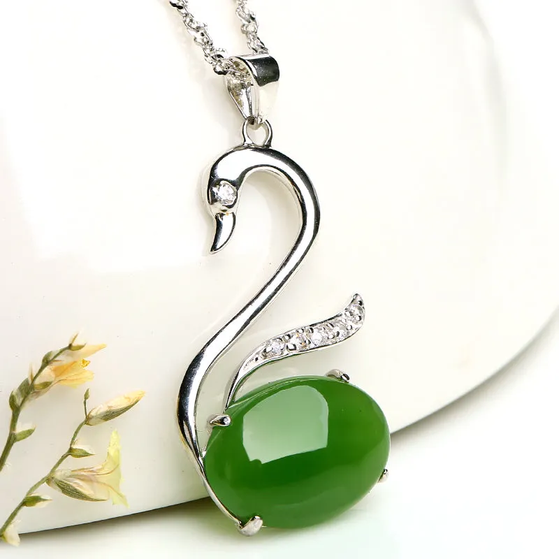 Natural Jade Pendant Nephrite Silver Pendant PT178