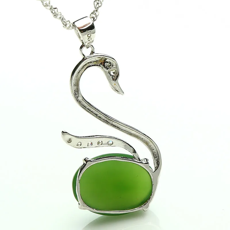Natural Jade Pendant Nephrite Silver Pendant PT178