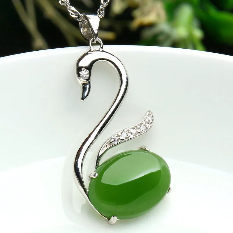 Natural Jade Pendant Nephrite Silver Pendant PT178