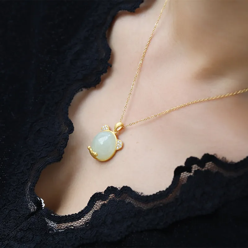 Natural Jade Pendant Nephrite Silver Pendant ZPT132