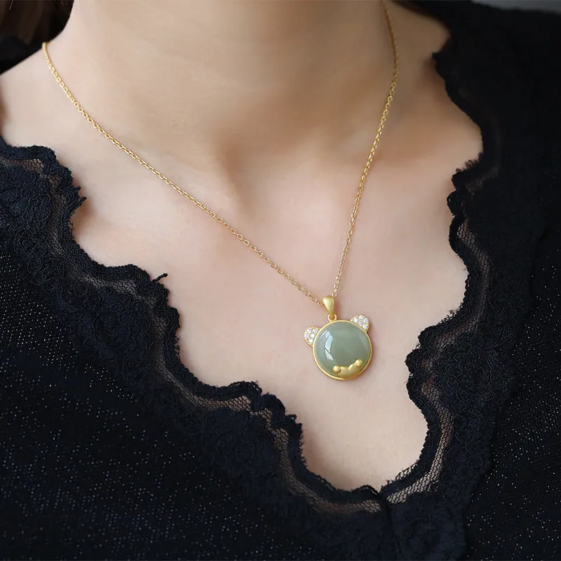 Natural Jade Pendant Nephrite Silver Pendant ZPT132