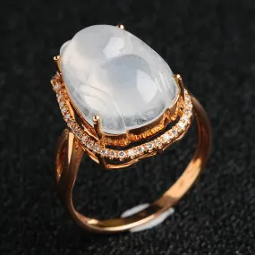 Natural Jade Ring Jadeite Gold Cicada Ring RG17