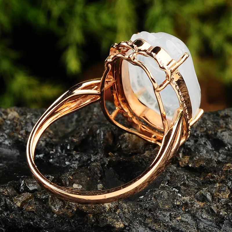Natural Jade Ring Jadeite Gold Cicada Ring RG17
