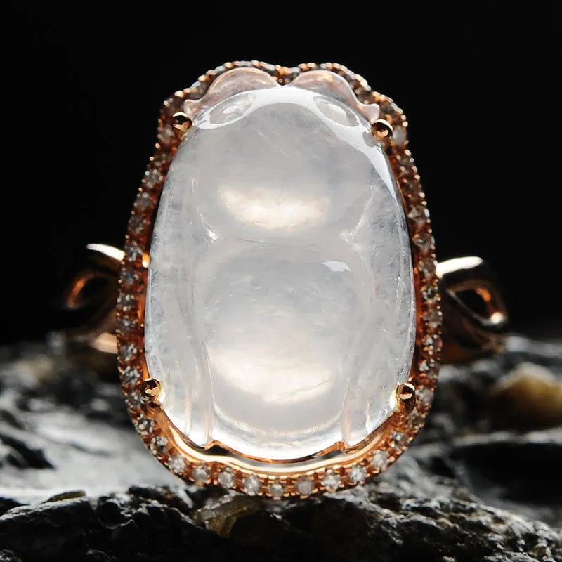 Natural Jade Ring Jadeite Gold Cicada Ring RG17