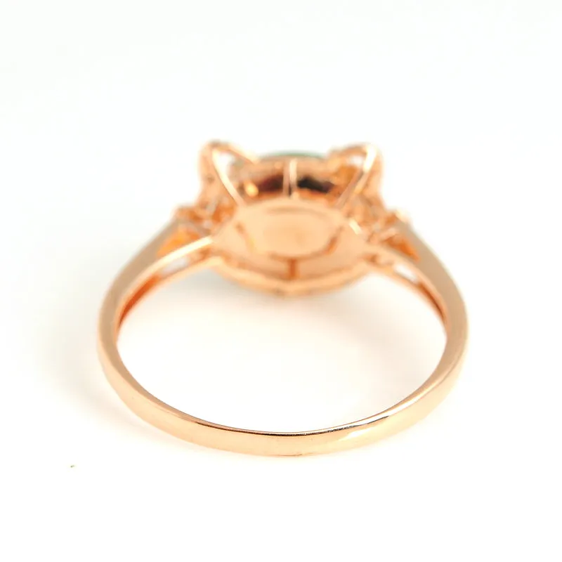 Natural Jade Ring Jadeite Gold Kitty Ring RG38