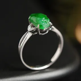 Natural Jade Ring Jadeite Gold Pixiu Ring RG72