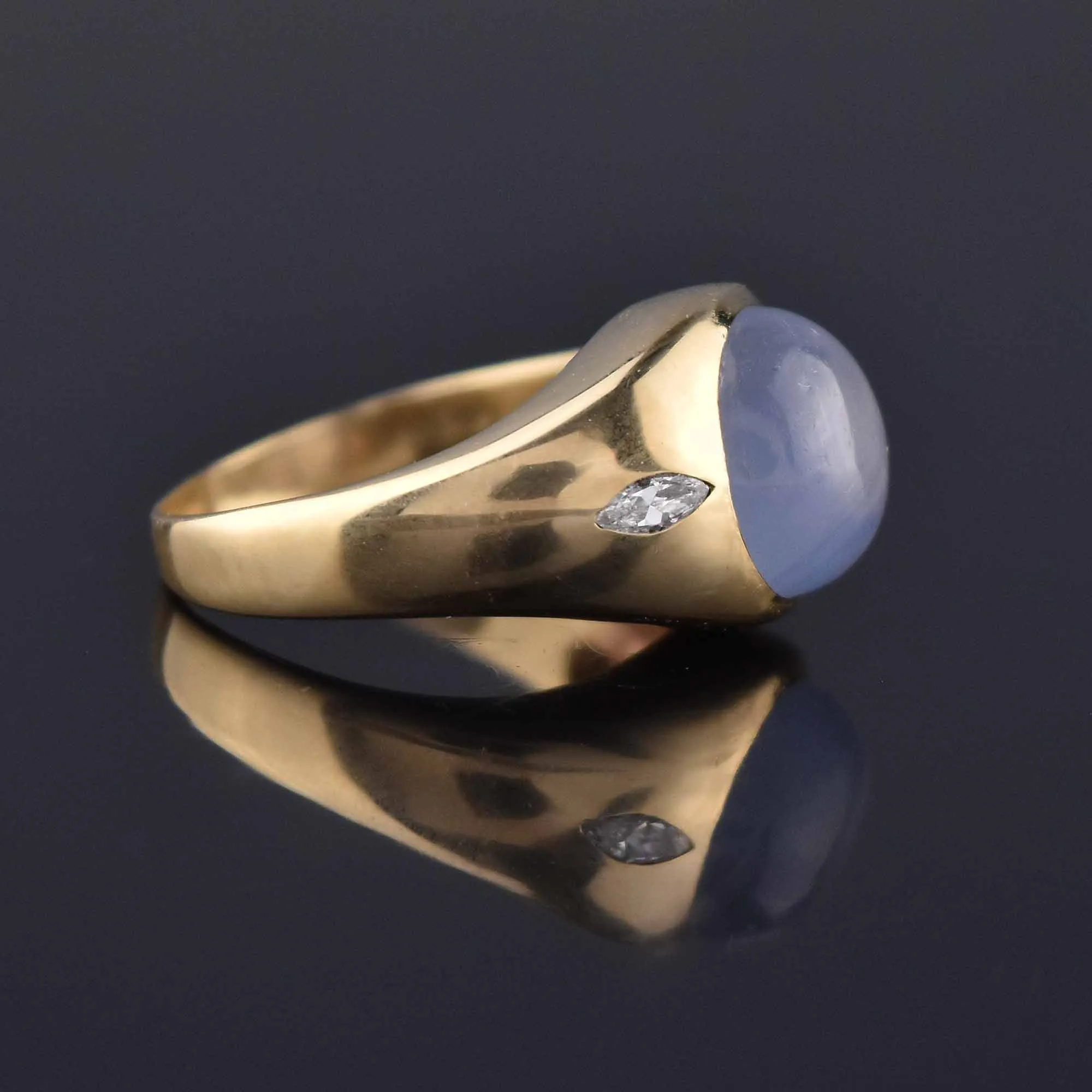 Natural Star Sapphire Diamond Ring in 14K Gold