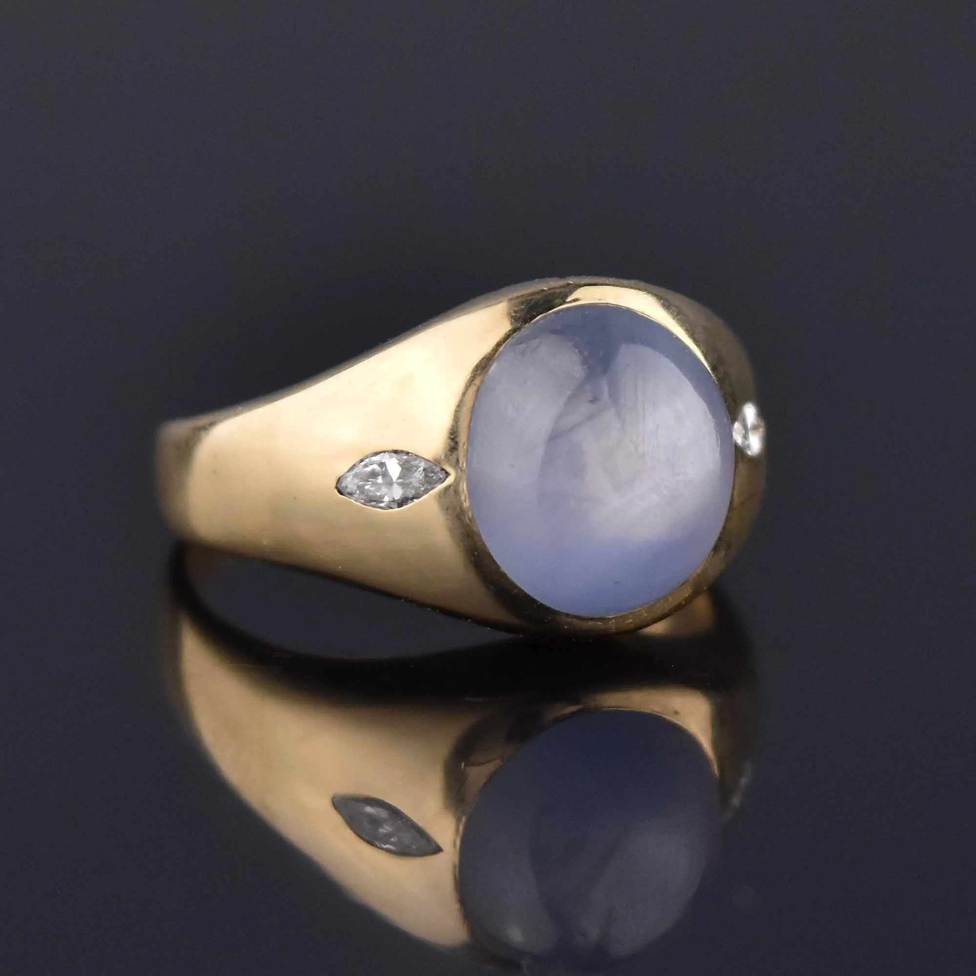 Natural Star Sapphire Diamond Ring in 14K Gold