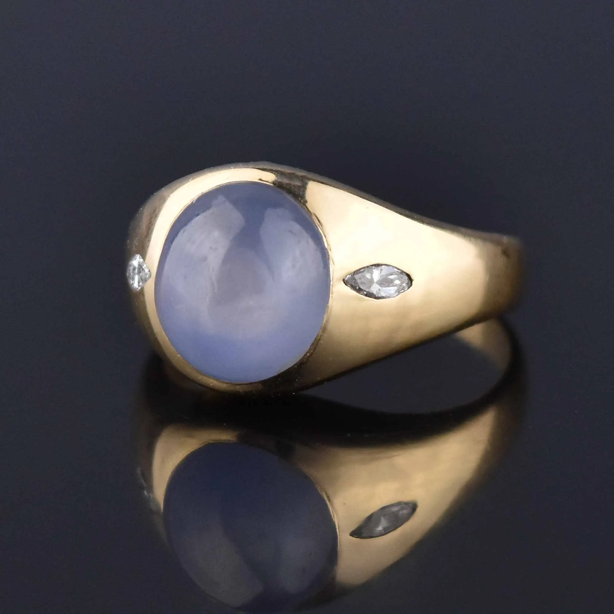 Natural Star Sapphire Diamond Ring in 14K Gold