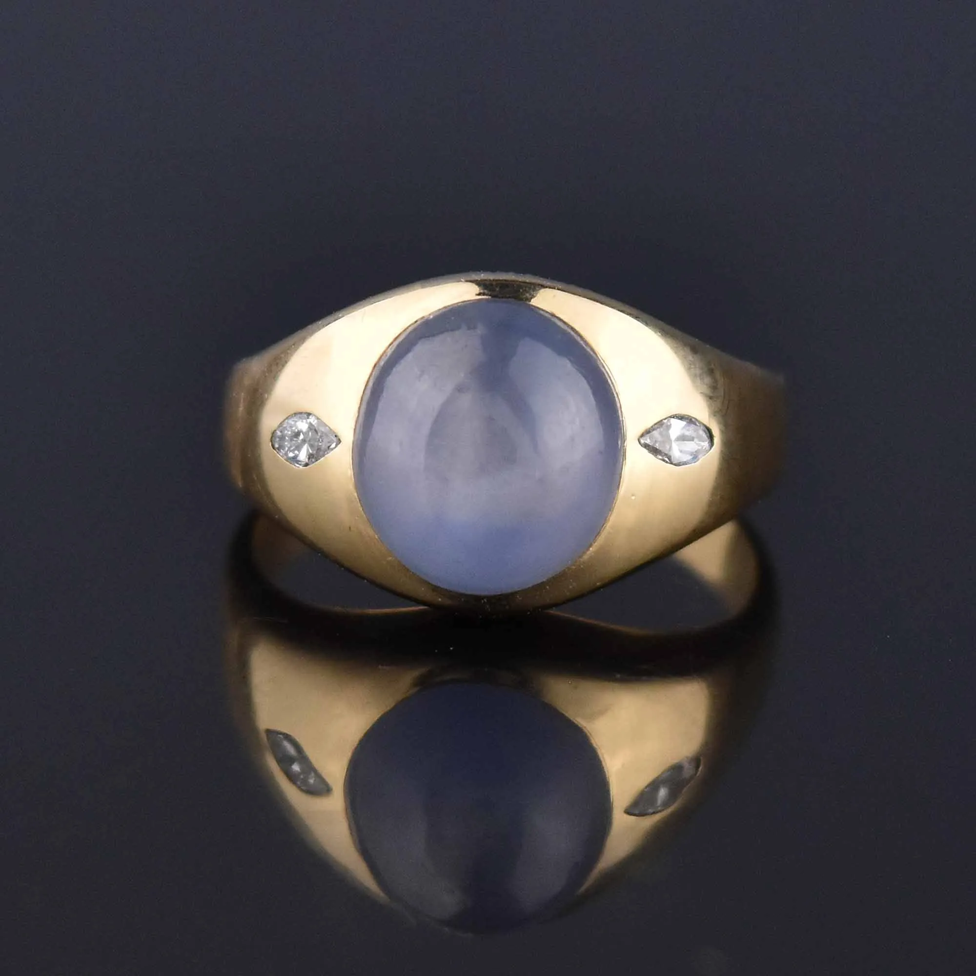Natural Star Sapphire Diamond Ring in 14K Gold