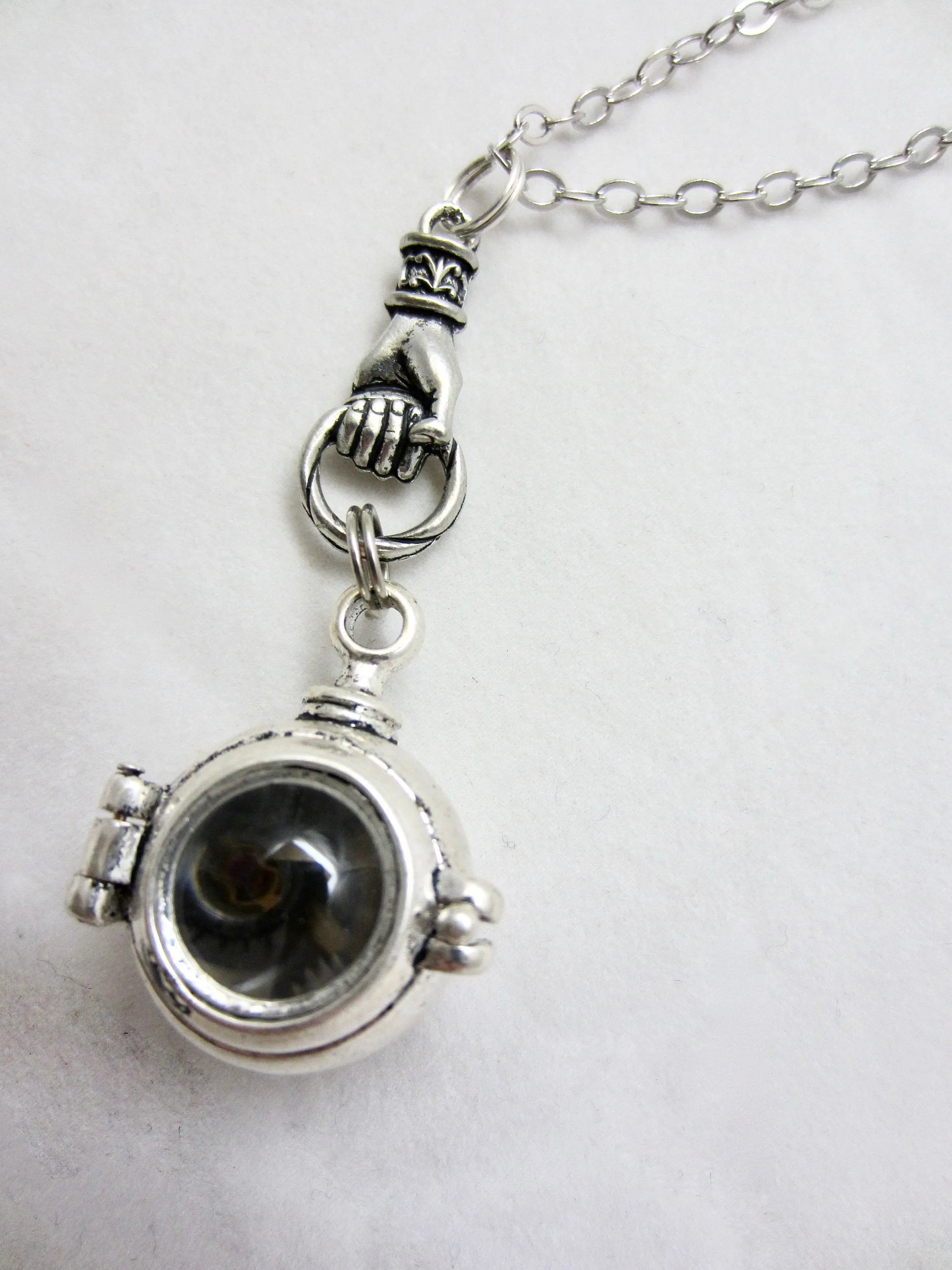 Nautical necklace watch movement - Steampunk Necklace - Diving Helmet with Vintage watch movement - antique silver pendant - gift for her