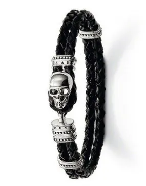 New 925 silver skull bracelet handmade silver 925 jewelry wholesale leather bracelet
