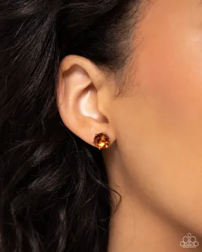 Open Door Jewelry - Breathtaking Birthstone - Orange Post Earrings - Paparazzi Accessories