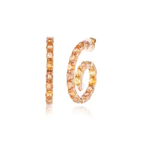 Orange Sapphire Hoop Earrings