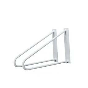 Original Hairpin Shelf Brackets / Floating Desk Brackets, Pair of 2‚ White
