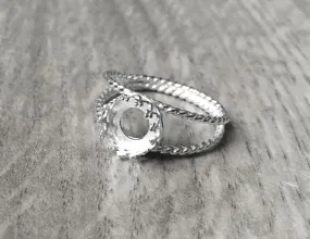 Oval Crown Ring Blank Double Twist Rope Band | 6x8, 8x10, 12x10, 14x10, 18x13 mm