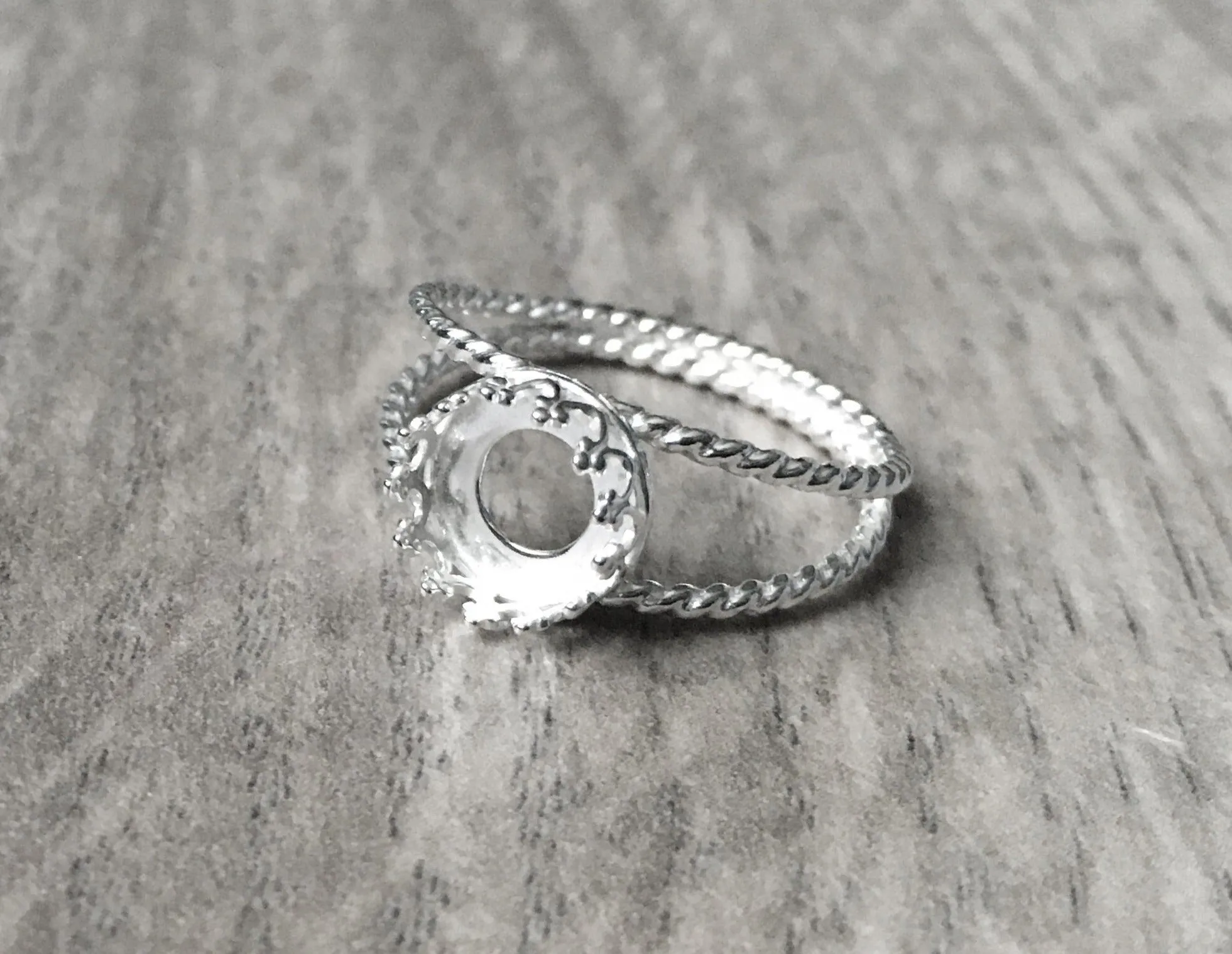 Oval Crown Ring Blank Double Twist Rope Band | 6x8, 8x10, 12x10, 14x10, 18x13 mm