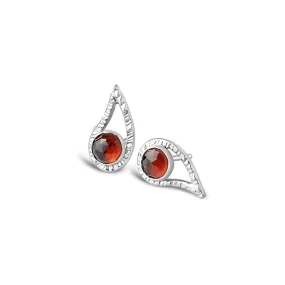 Paisley Gemstone Stud Earrings in Rose Cut Garnet Blue Topaz or Peridot