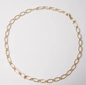 Paperclip Style Choker Necklace, 18k Gold Plated .925 Sterling Silver Short Necklace