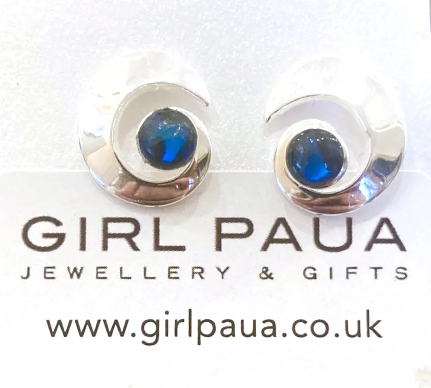 Paua Shell Koru Swirl Earrings - by Mhairi Sim - Girl Paua