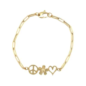 Peace, Flowers & Love Bracelet