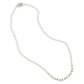 Pearl Bridal Necklace with Crystal Center