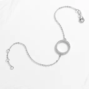 Personality Fashion Geometric Circle Micro Diamond Bracelet Women's Silver