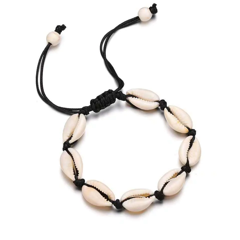 Personalized Simple Natural Shell Bracelet Hand-Woven Rope Creative Bracelet Necklace Couple Jewelry