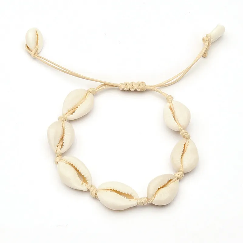 Personalized Simple Natural Shell Bracelet Hand-Woven Rope Creative Bracelet Necklace Couple Jewelry