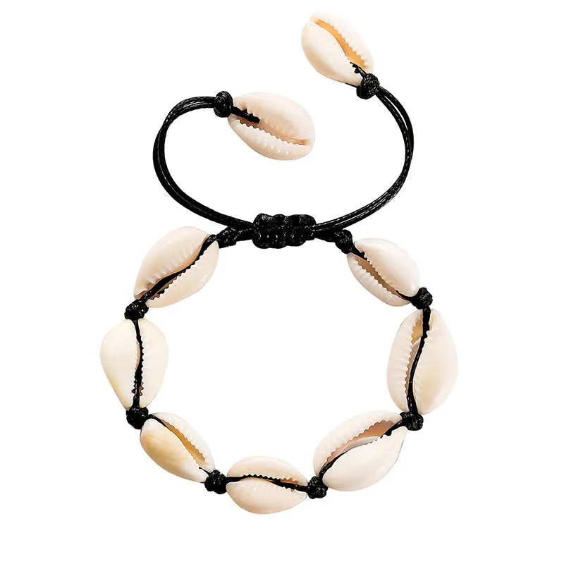 Personalized Simple Natural Shell Bracelet Hand-Woven Rope Creative Bracelet Necklace Couple Jewelry