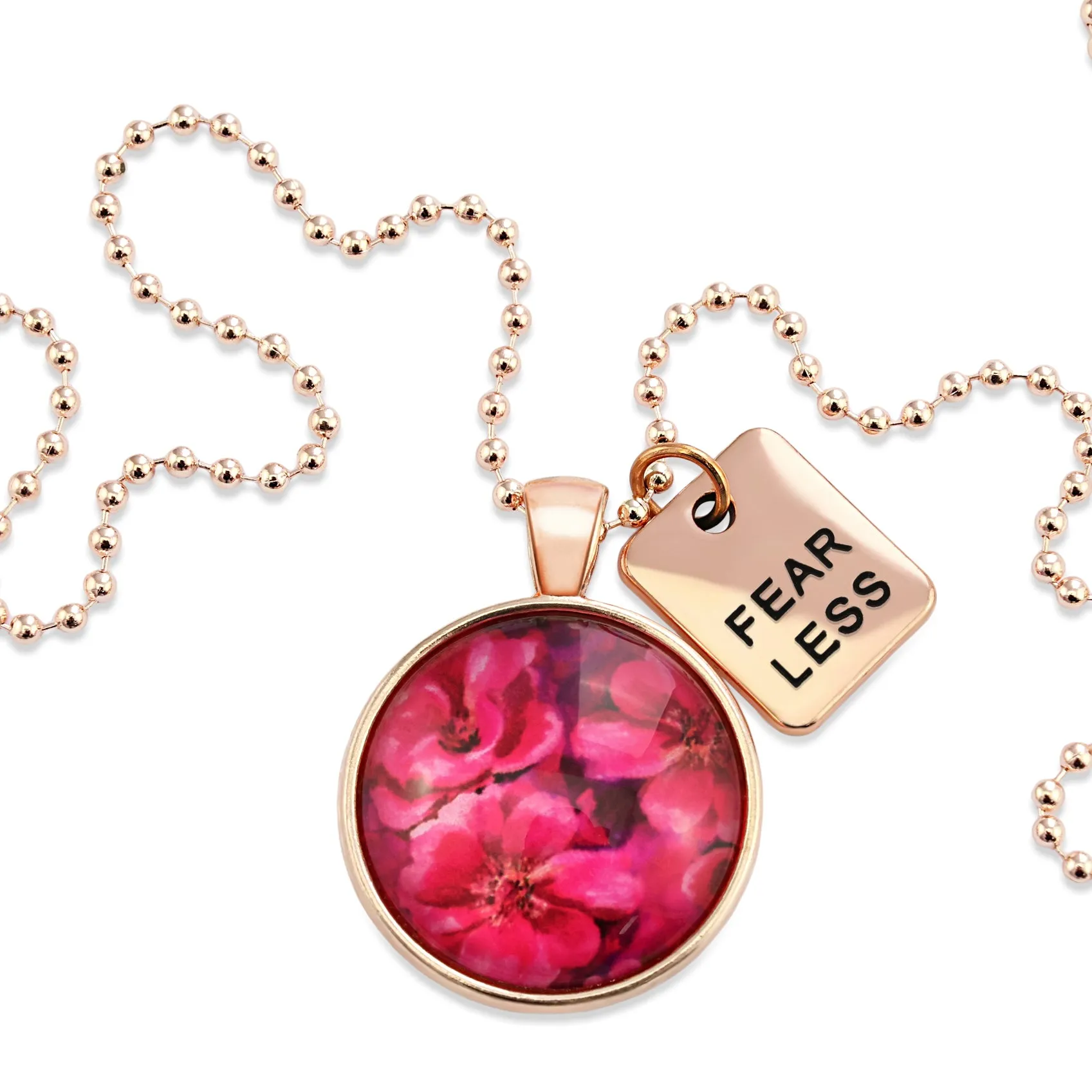 PINK COLLECTION - Rose Gold 'Fear Less' Necklace - Ruby Bloom (10422)