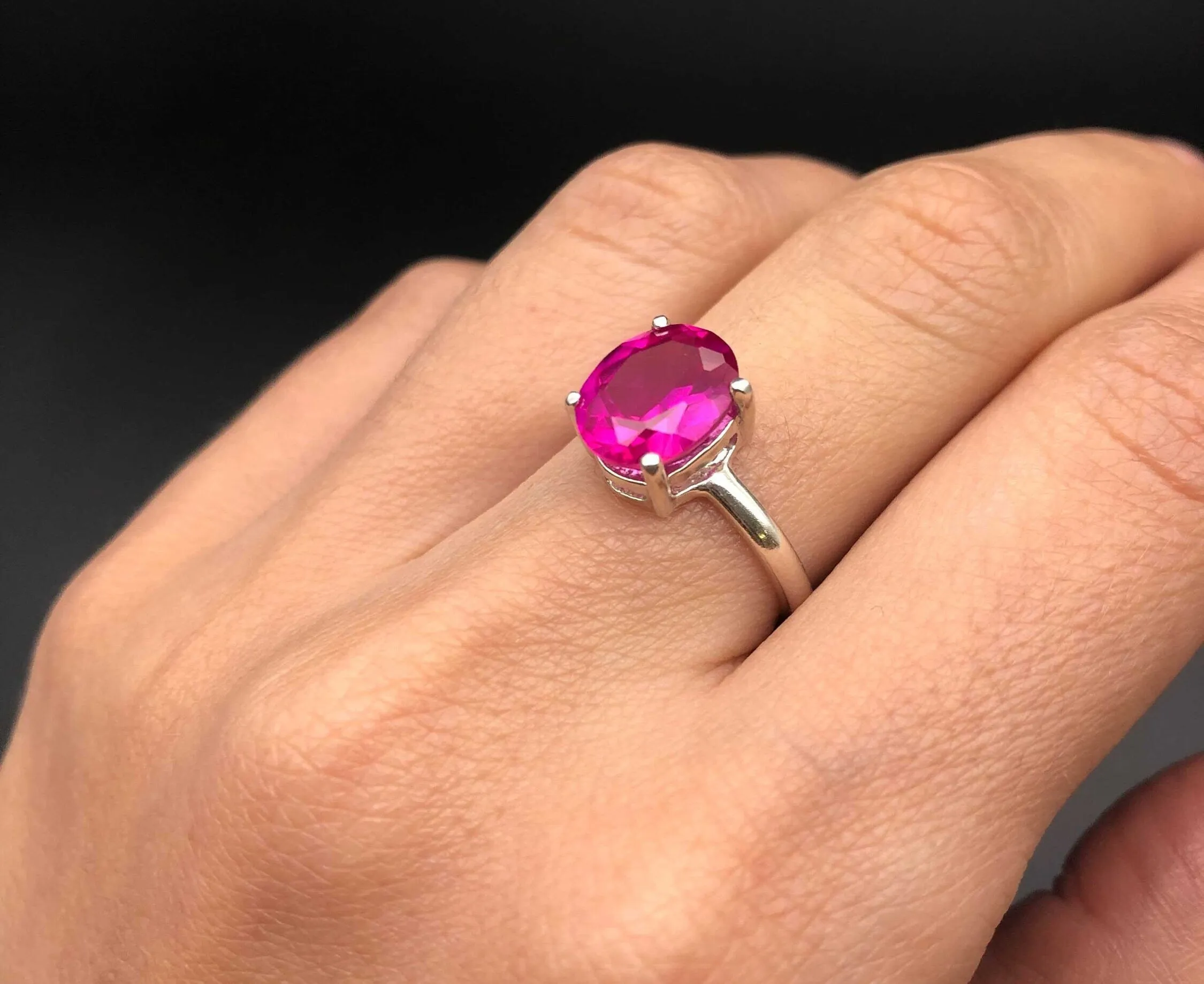 Pink Promise Ring - Alexandrite Ring - Classic Solitaire Ring