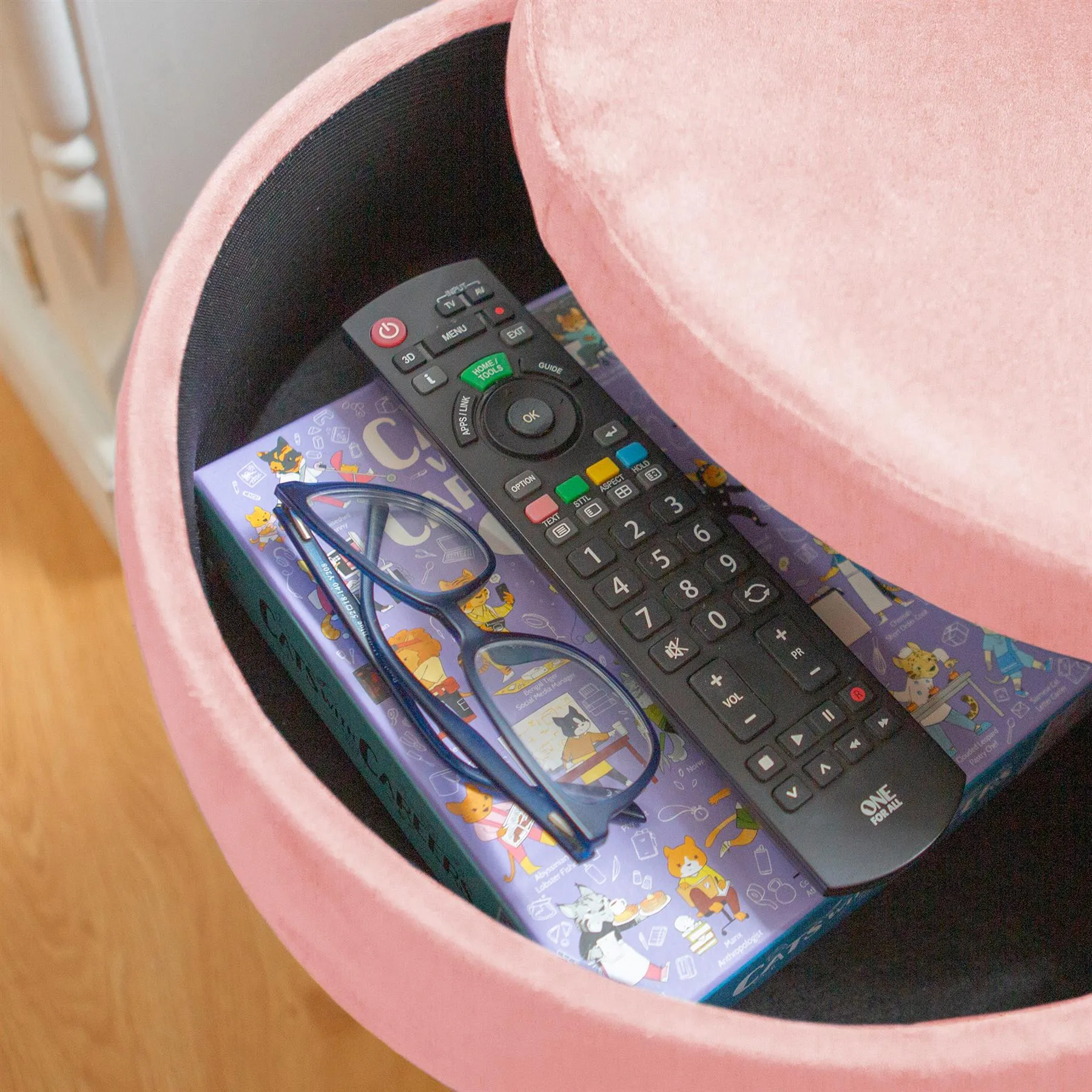 Pink Round Velvet Storage Footstool - By Harbour Housewares
