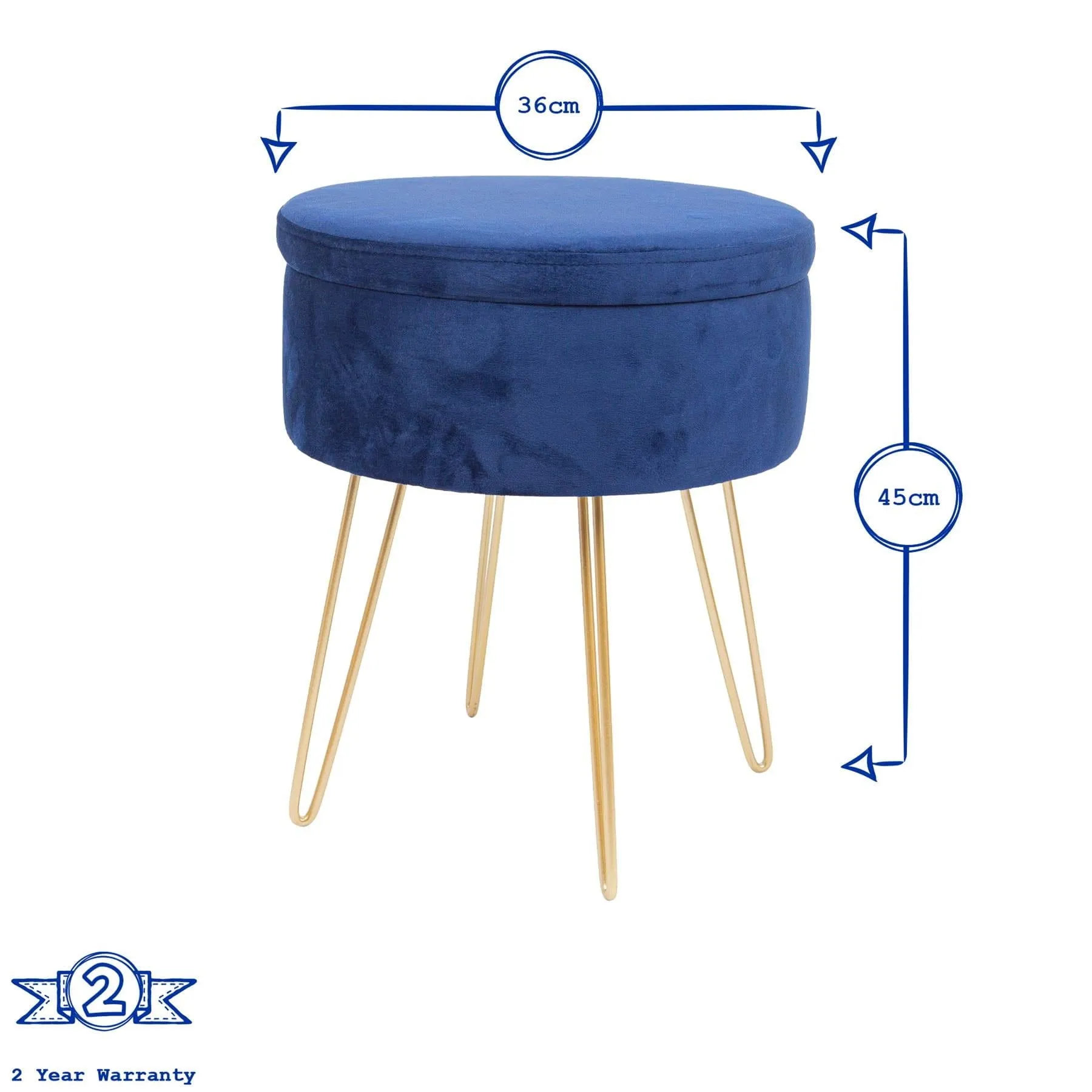 Pink Round Velvet Storage Footstool - By Harbour Housewares