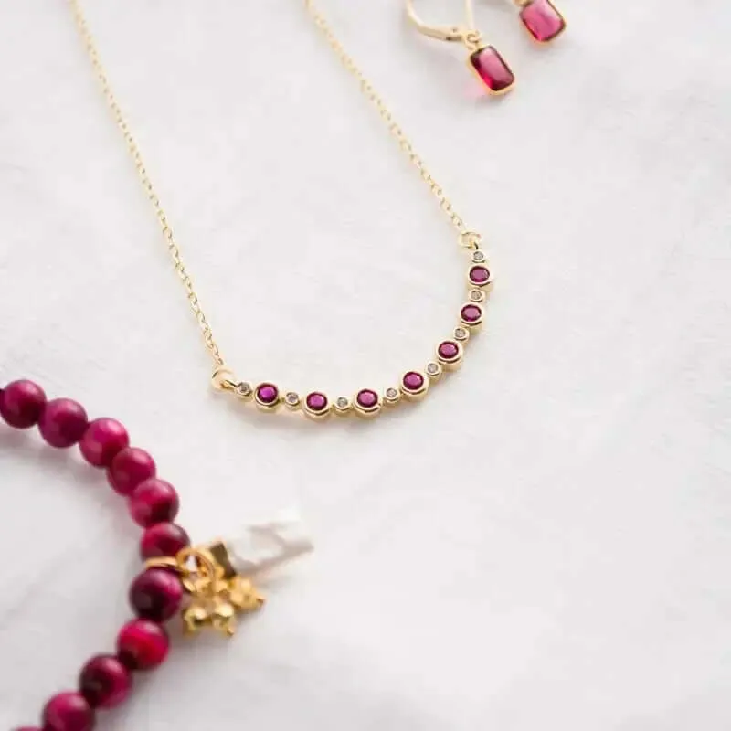 Pink Tourmaline Ruby Necklace