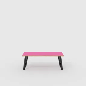 Plywood Bench Seat with Black Box Hairpin Legs - Formica Juicy Pink - 1200(w) x 400(d) x 450(h)