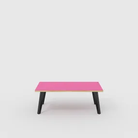 Plywood Coffee Table with Black Box Hairpin Legs - Formica Juicy Pink - 1200(w) x 600(d) x 425(h)