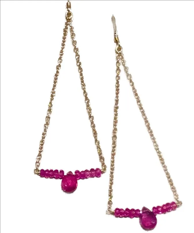 Pom Jewelry Earrings Pink Sapphire in Gold Fill
