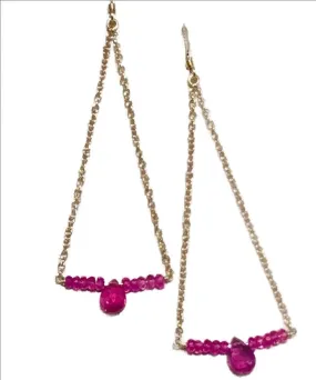 Pom Jewelry Earrings Pink Sapphire in Gold Fill