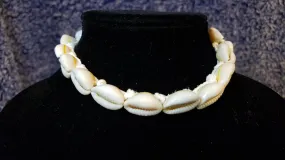 Puka Shell Choker with Genuine Leather, Adjustable up to 13" with Chain & Lobster Claw Clasp