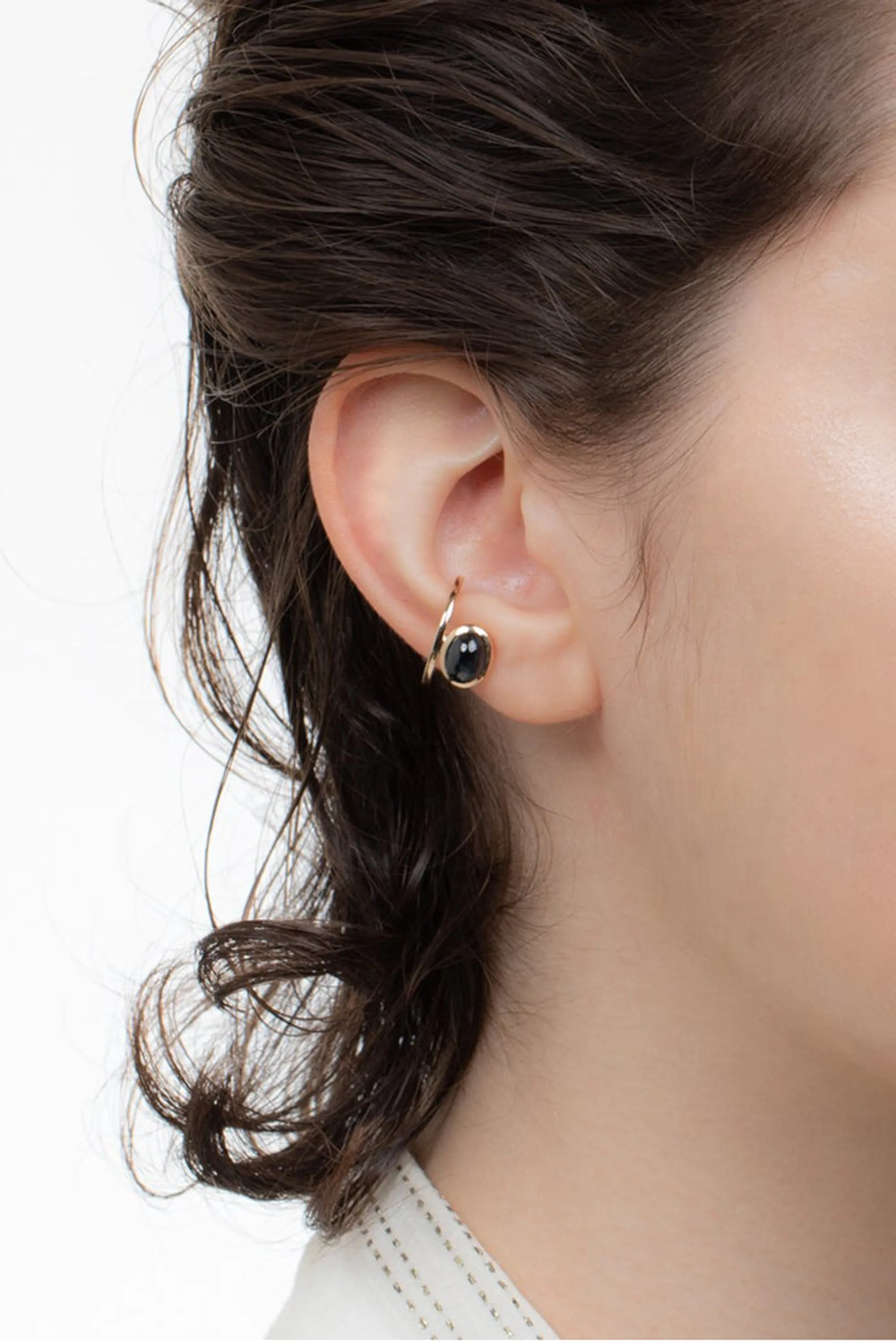 "Bird of Paradise" Ear Cuff, Black Sapphire