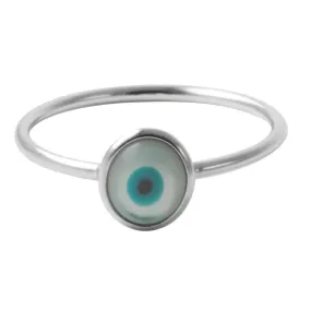 "Peeper" Sterling Silver Mini Blue Eye Ring