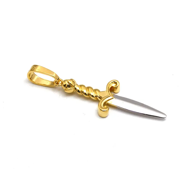 Real Gold 2 Color Dagger Knife Charm Blade Pendant 1392 P 1901