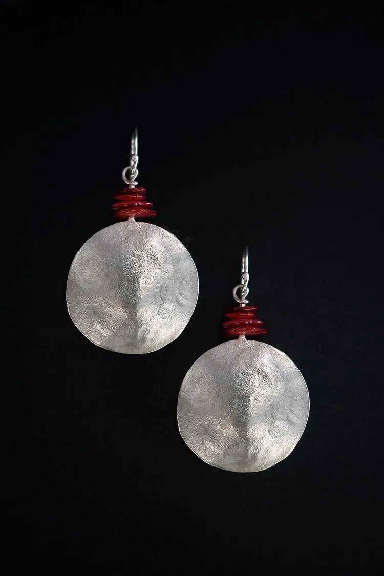 Red Bead Round Earrings - Ewa Tribal Jewelry