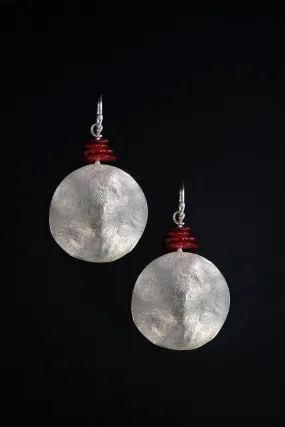 Red Bead Round Earrings - Ewa Tribal Jewelry