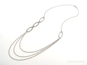 Retired Designer Silpada Cascading Ovals Sterling Silver Necklace - 32"