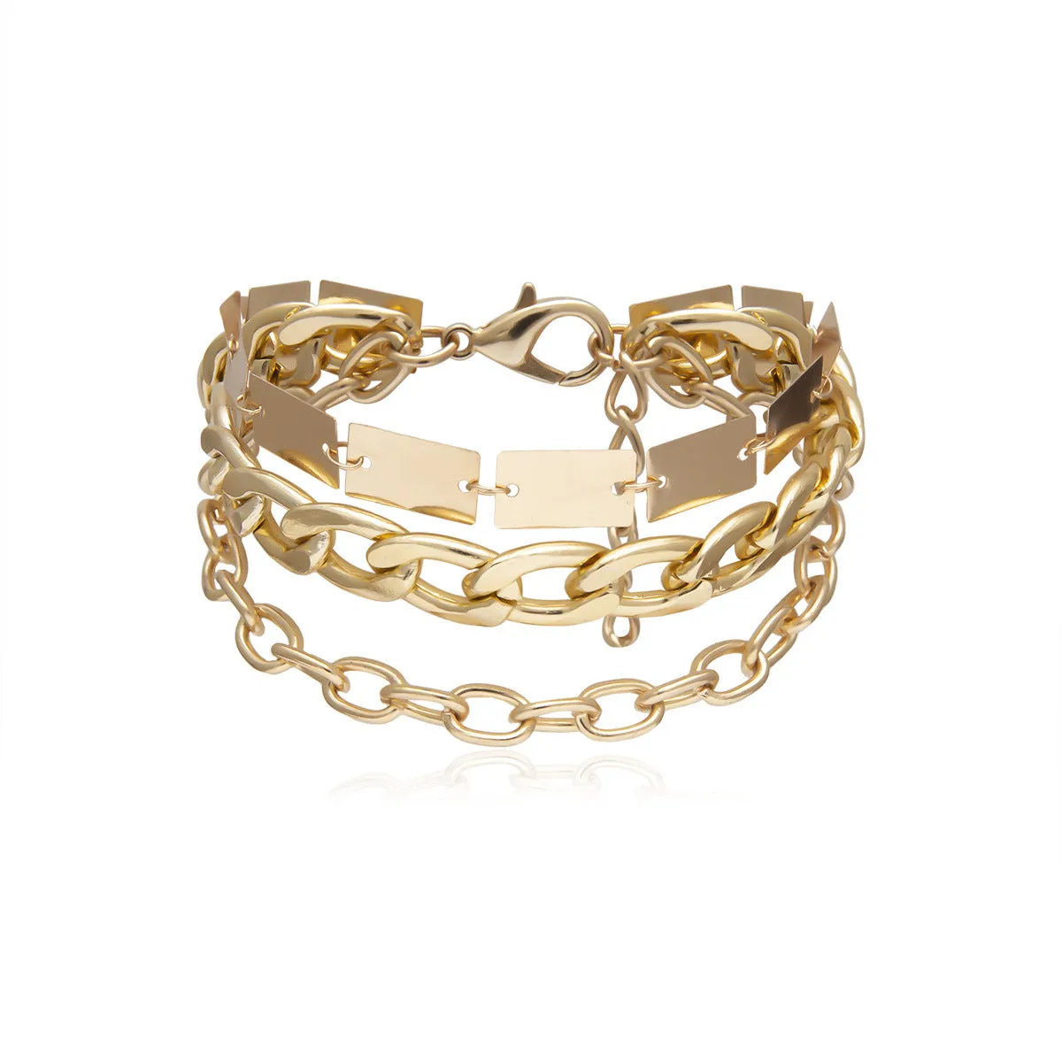 Retro Punk Geometric Chain Multilayer Bracelet