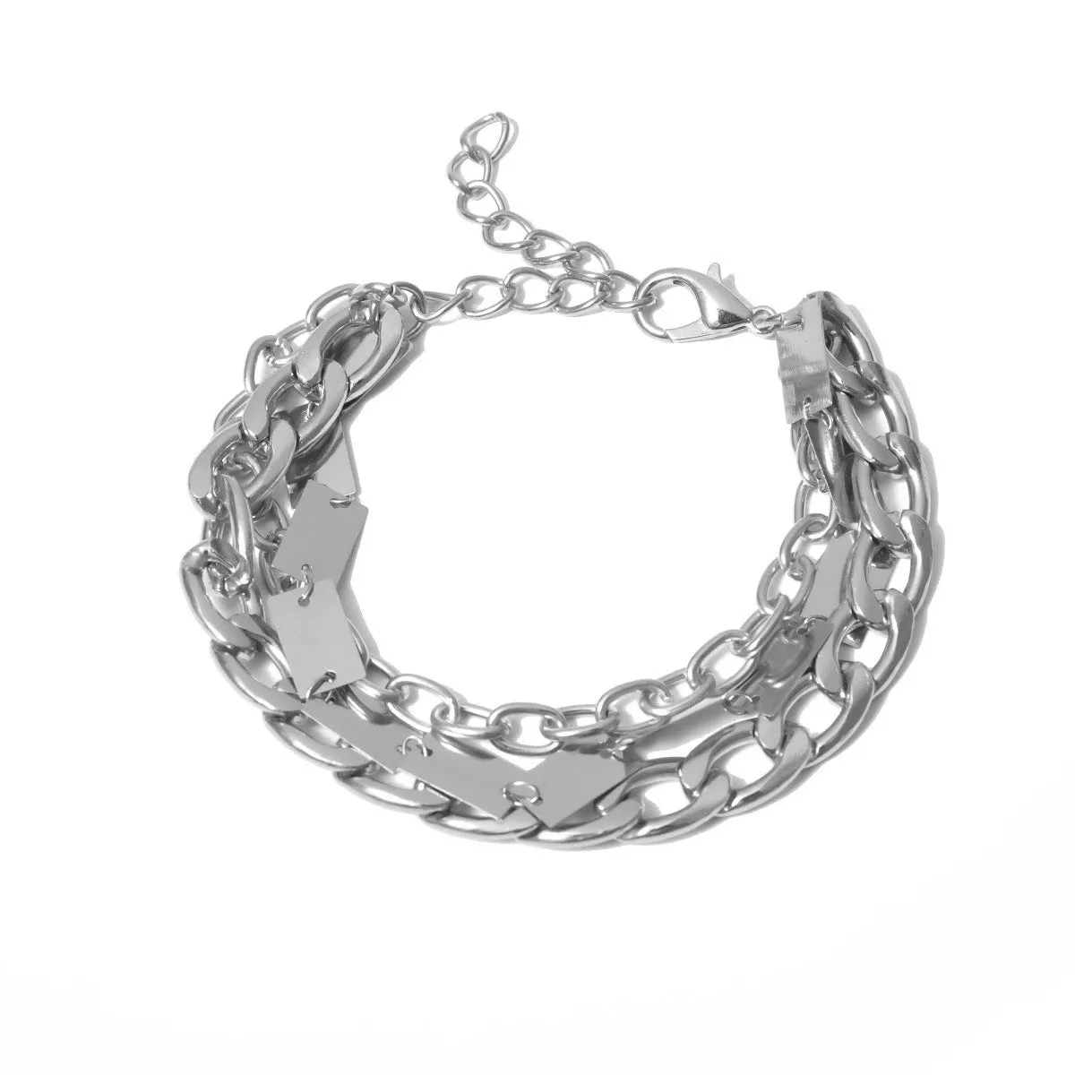 Retro Punk Geometric Chain Multilayer Bracelet